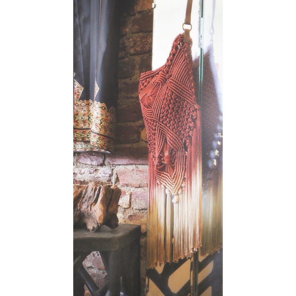 Free People Rust Ombre Macramé Fringe Crossbody Bag